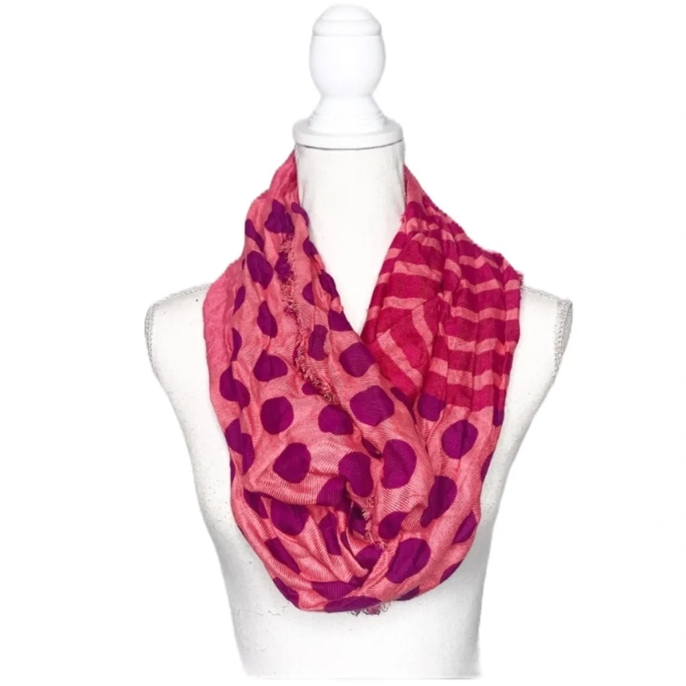 APT 9 Pink/Coral/Purple Polka Dot Infinity Scarf
